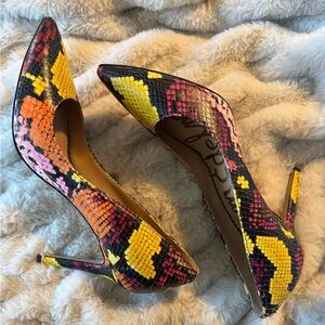 Sam Edelman Vibrant Snake Print Heels